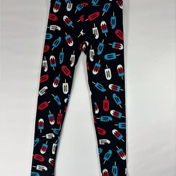 LuLaRoe Leggings OS Black with Popcycles - Picture 2 of 5